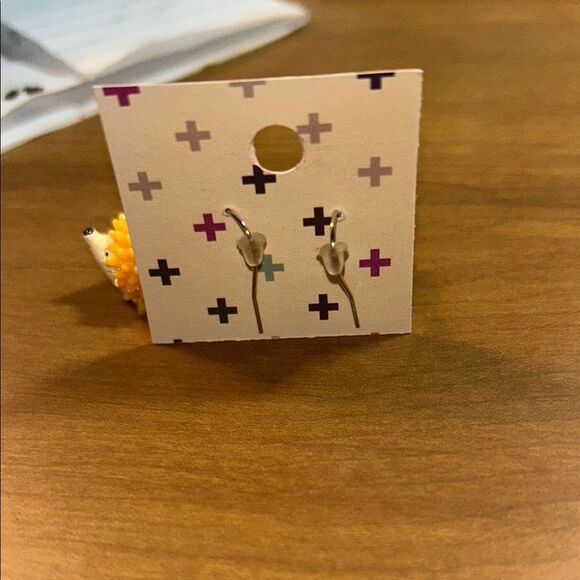 Cute Hedgehog Earrings with Yellow Accents - Picture 2 of 3